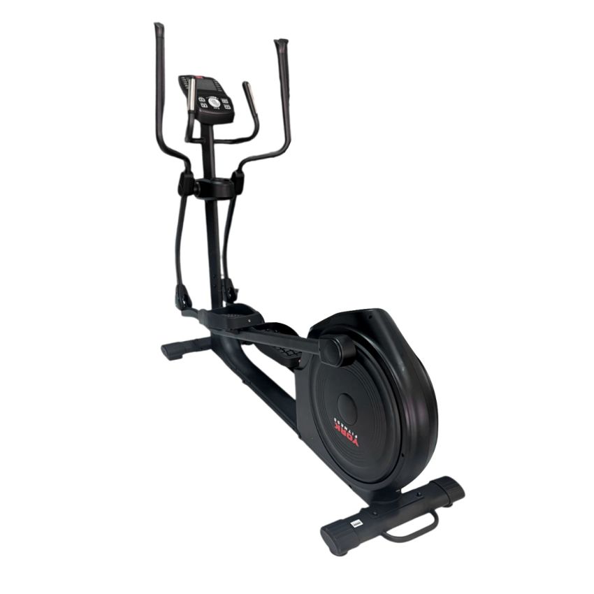 Sport Line York elliptical bike with digital display, adjustable handlebars, and textured foot pedals for indoor cardio workouts.