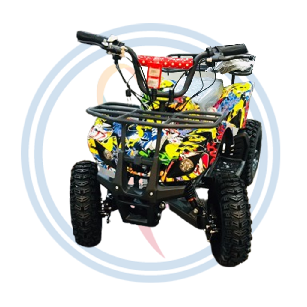 Electric ATV for kids by Sport Line, showing a children's electric quad bike with safety features and colorful design.