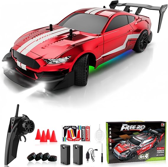 Remote Control Car RC Drift Car 1:16 Scale 4WD RC Car with LED Lights 2.4GHz 30km/h RTR High Speed Racing Sport Toy Car for Adults Boys Girls Kids Gift