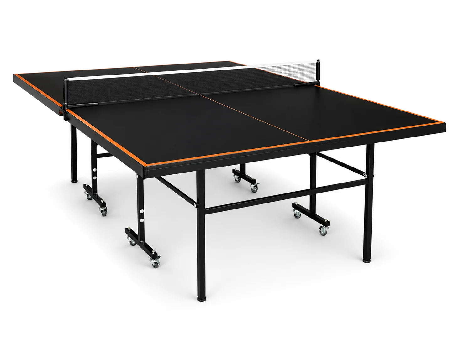 LifeTop TT202 Black/Orange Indoor Table Tennis Table – Foldable Ping Pong Table
