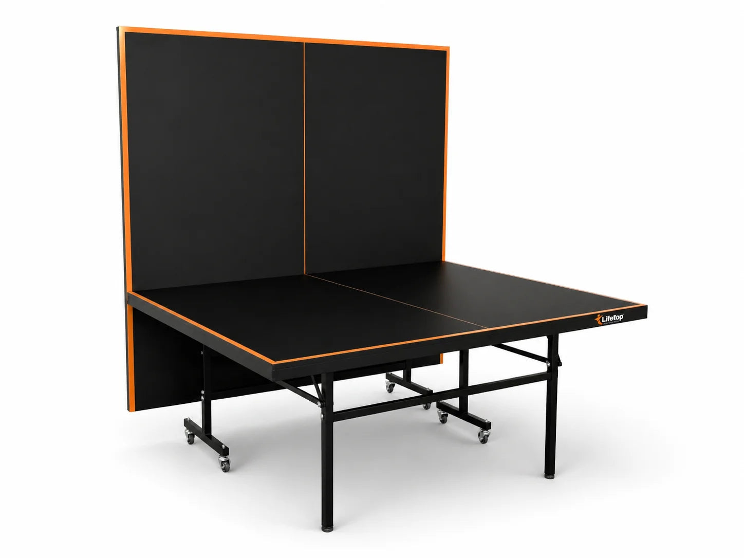 LifeTop TT202 Black/Orange Indoor Table Tennis Table – Foldable Ping Pong Table