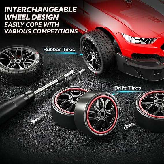 Sport Line - remote-control-car-rc-drift-car-1-16-scale-4wd-rc-car-with-led-lights-2-4ghz-30km-h-rtr-high-speed-racing-sport-toy-car-for-adults-boys-girls-kids-gift-2pcs-rechargeable-battery