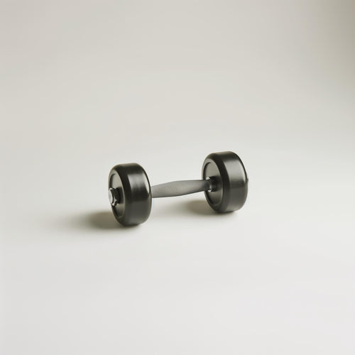 Sport Line dumbbells for weight training, showing a pair of black rubber-coated dumbbells with ergonomic handles.
